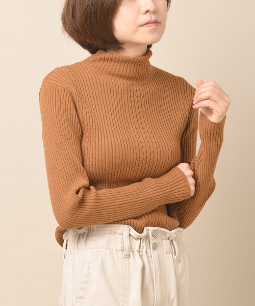 rps(アールピーエス)の「ケーブル&リブタートルプルオーバー(ニット/セーター・レディース・ブラック/ラベンダー/杢グレー/ライトベージュ/グレイッシュベージュ/ミント/パープル/オフホワイト/マスタード/グレー系その他・M)」の10枚目の写真