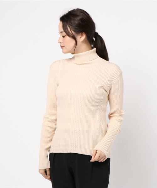 rps(アールピーエス)の「ケーブル&リブタートルプルオーバー(ニット/セーター・レディース・ブラック/ラベンダー/杢グレー/ライトベージュ/グレイッシュベージュ/ミント/パープル/オフホワイト/マスタード/グレー系その他・M)」の17枚目の写真