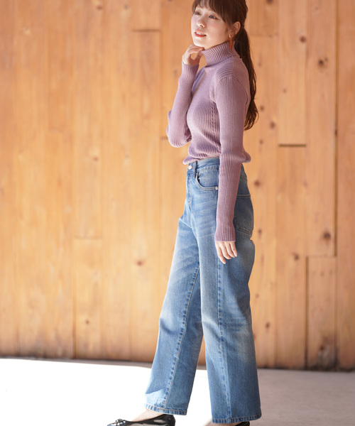 rps(アールピーエス)の「ケーブル&リブタートルプルオーバー(ニット/セーター・レディース・ブラック/ラベンダー/杢グレー/ライトベージュ/グレイッシュベージュ/ミント/パープル/オフホワイト/マスタード/グレー系その他・M)」の16枚目の写真