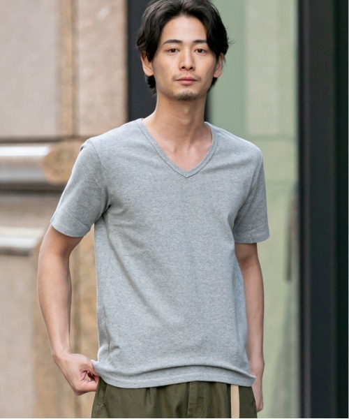 Bling Leads（ブリングリーズ）の「ストレッチ スパンフライス Vネック Tシャツ 半袖（Tシャツ/カットソー・メンズ・ワインレッド/ホワイト/カーキ/チャコールグレー/ダークブラウン/杢グレー/ブラック/ホワイト系その他/ネイビー・L/XL/M）」の10枚目の写真