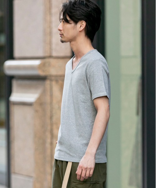 Bling Leads（ブリングリーズ）の「ストレッチ スパンフライス Vネック Tシャツ 半袖（Tシャツ/カットソー・メンズ・ワインレッド/ホワイト/カーキ/チャコールグレー/ダークブラウン/杢グレー/ブラック/ホワイト系その他/ネイビー・L/XL/M）」の11枚目の写真