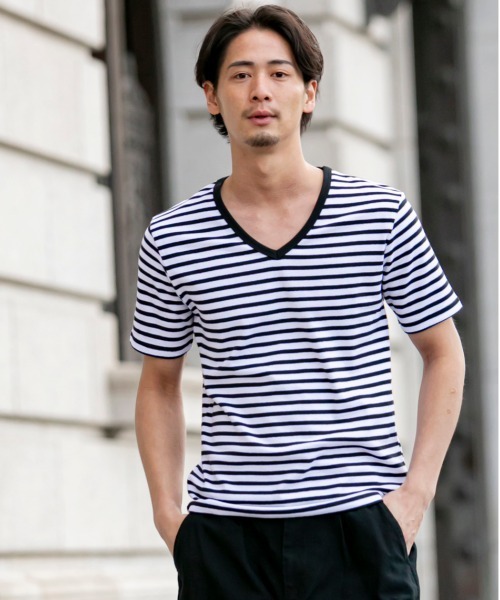 Bling Leads（ブリングリーズ）の「ストレッチ スパンフライス Vネック Tシャツ 半袖（Tシャツ/カットソー・メンズ・ワインレッド/ホワイト/カーキ/チャコールグレー/ダークブラウン/杢グレー/ブラック/ホワイト系その他/ネイビー・L/XL/M）」の13枚目の写真