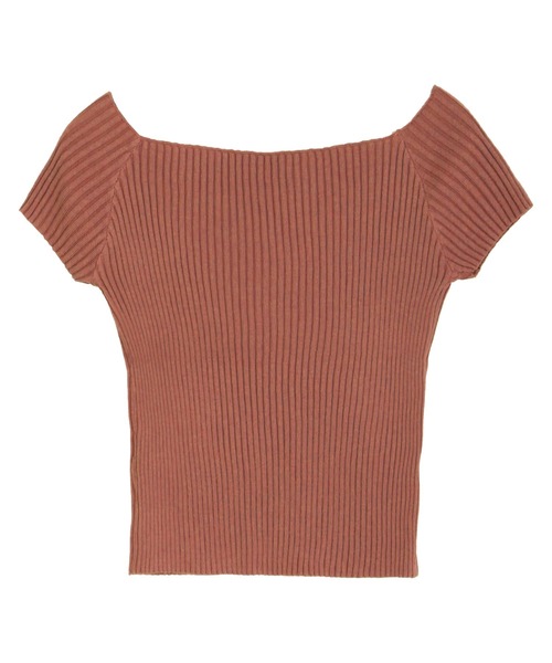 Julia Boutique（ジュリアブティック）の「オフショルダーリブニットトップス/510699（Tシャツ/カットソー・レディース・テラコッタ/ベージュ/パープル/ブラック/ホワイト/ブルー/モカ・ONE）」の11枚目の写真
