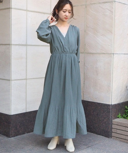 tiptop（ティップトップ）の「2020AW カシュクールワンピース（ワンピース・レディース・アイボリー/A/B/ブラック/グリーン/ブルー・FREE）」の4枚目の写真