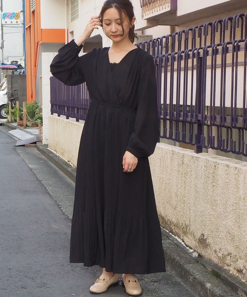 tiptop（ティップトップ）の「2020AW カシュクールワンピース（ワンピース・レディース・アイボリー/A/B/ブラック/グリーン/ブルー・FREE）」の10枚目の写真