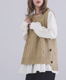 『ニットベスト×ブラウスセット』