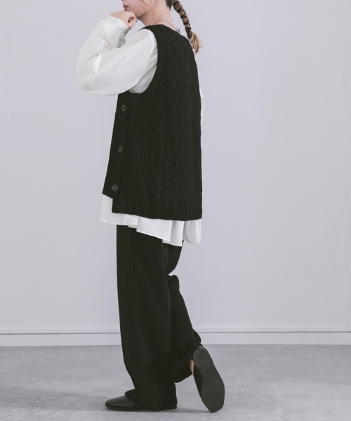 n'OrLABEL（ノアールレーベル）の「『ニットベスト×ブラウスセット』（ベスト・レディース・ベージュ/テラコッタ/ブラック/オリーブ・1/2）」の20枚目の写真