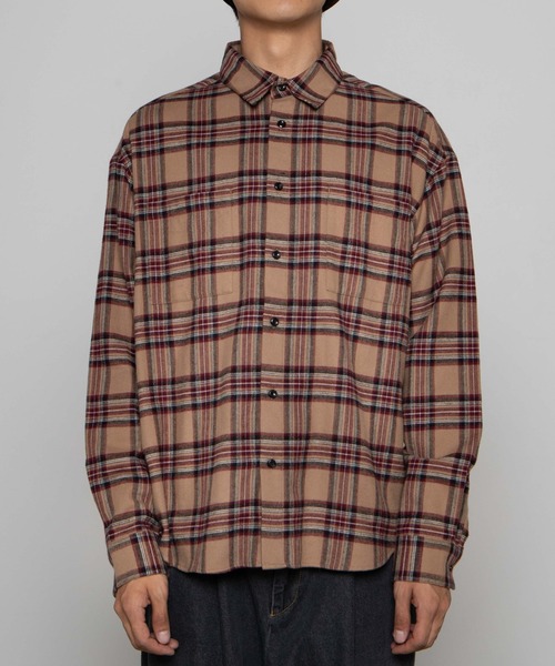 WEGO（ウィゴー）の「WEGO/ドロップショルダーネルシャツ（シャツ/ブラウス・メンズ・ベージュ系その他2/ブラウン系その他2/グリーン系その他2/ブルー系その他2・MEDIUM/SMALL/LARGE）」の14枚目の写真