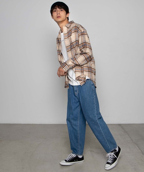 WEGO（ウィゴー）の「WEGO/ドロップショルダーネルシャツ（シャツ/ブラウス・メンズ・ベージュ系その他2/ブラウン系その他2/グリーン系その他2/ブルー系その他2・MEDIUM/SMALL/LARGE）」の9枚目の写真