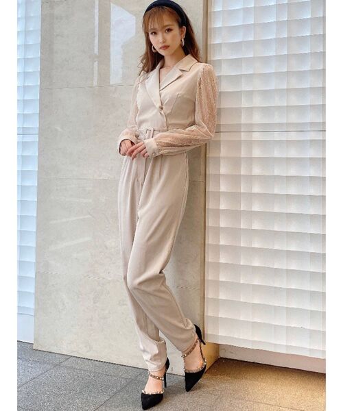 RESEXXY（リゼクシー）の「袖レースコンビネゾン（つなぎ/オールインワン・レディース・ブラック/ベージュ/イエロー・FREE）」の2枚目の写真