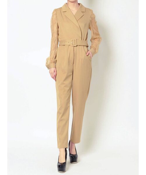 RESEXXY（リゼクシー）の「袖レースコンビネゾン（つなぎ/オールインワン・レディース・ブラック/ベージュ/イエロー・FREE）」の3枚目の写真