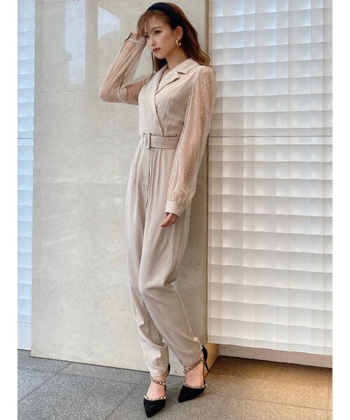 RESEXXY（リゼクシー）の「袖レースコンビネゾン（つなぎ/オールインワン・レディース・ブラック/ベージュ/イエロー・FREE）」の5枚目の写真