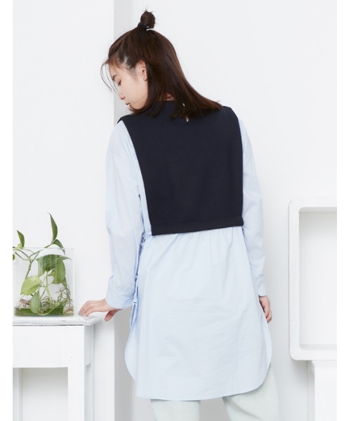 POU DOU DOU（プードゥドゥ）の「ベストレイヤードトップス（Tシャツ/カットソー・レディース・ライトブルー/オフホワイト・3）」の15枚目の写真