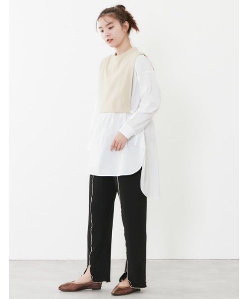 POU DOU DOU（プードゥドゥ）の「ベストレイヤードトップス（Tシャツ/カットソー・レディース・ライトブルー/オフホワイト・3）」の9枚目の写真