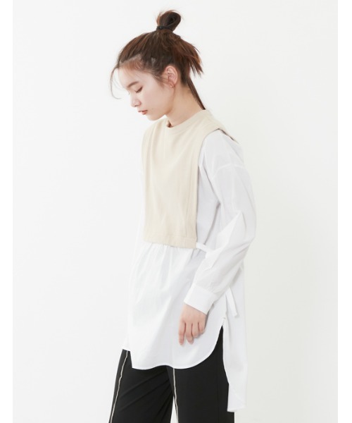 POU DOU DOU（プードゥドゥ）の「ベストレイヤードトップス（Tシャツ/カットソー・レディース・ライトブルー/オフホワイト・3）」の18枚目の写真