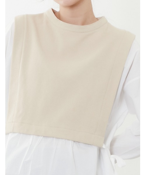 POU DOU DOU（プードゥドゥ）の「ベストレイヤードトップス（Tシャツ/カットソー・レディース・ライトブルー/オフホワイト・3）」の16枚目の写真