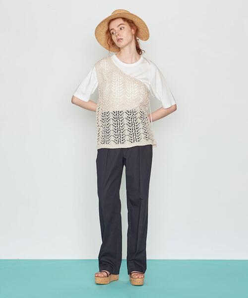 AEWEN MATOPH（イウエン マトフ）の「＜AEWEN MATOPH（イウエン マトフ）＞オープンワーク ワンショルダー ニット（ベスト・レディース・ブラック/ナチュラル・FREE）」の8枚目の写真
