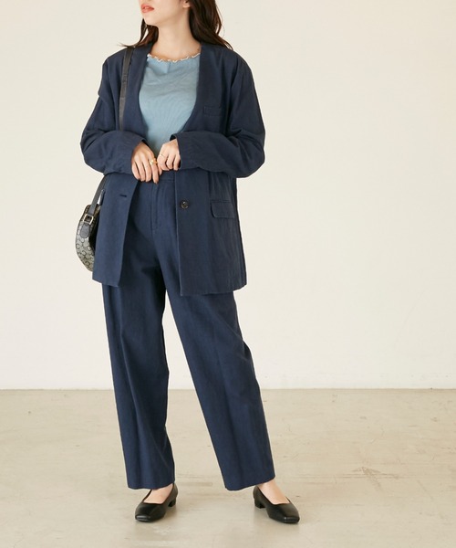 ANGIE(アンジー)の「コットンリネンタックパンツ(その他パンツ・レディース・ナチュラル/マスタード/ネイビー・LARGE/MEDIUM)」の4枚目の写真