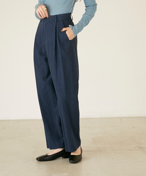 ANGIE(アンジー)の「コットンリネンタックパンツ(その他パンツ・レディース・ナチュラル/マスタード/ネイビー・LARGE/MEDIUM)」の7枚目の写真