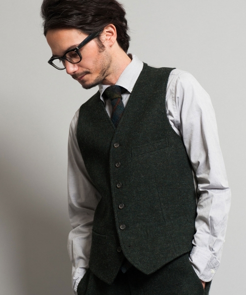green label relaxing（グリーンレーベルリラクシング）の「□SHETLAND/TWEED ベスト ◆（ベスト・メンズ・ブラック/ダークグリーン/ネイビー・LARGE/X-LARGE/SMALL/MEDIUM）」の2枚目の写真