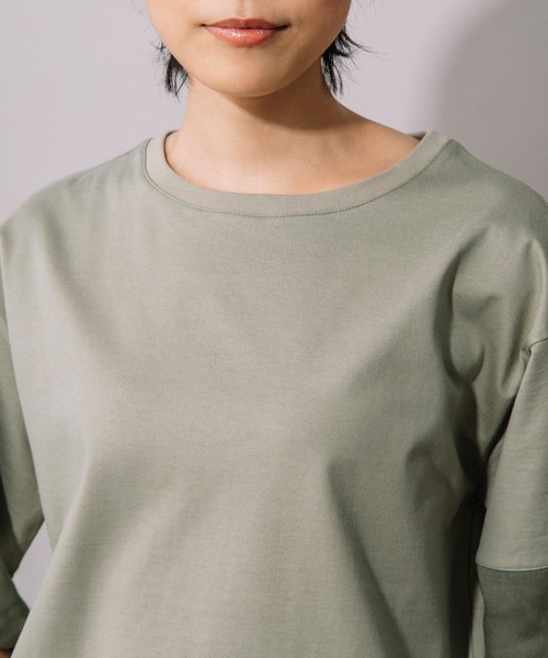 Munich（ミューニック）の「ジャージー×オーガンジーパフスリーブプルオーバー（Tシャツ/カットソー・レディース・グレイッシュベージュ/グリーン/ホワイト/ブラック・FREE）」の11枚目の写真