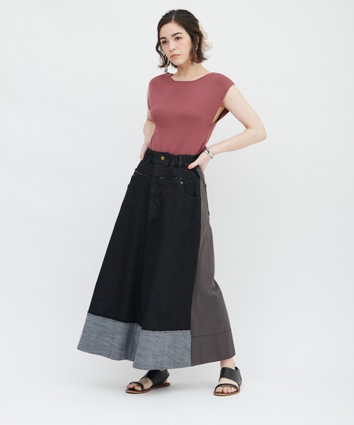 DRWCYS（ドロシーズ）の「切替デニムスカート（デニムスカート・レディース・ブラック/サックスブルー・FREE）」の2枚目の写真