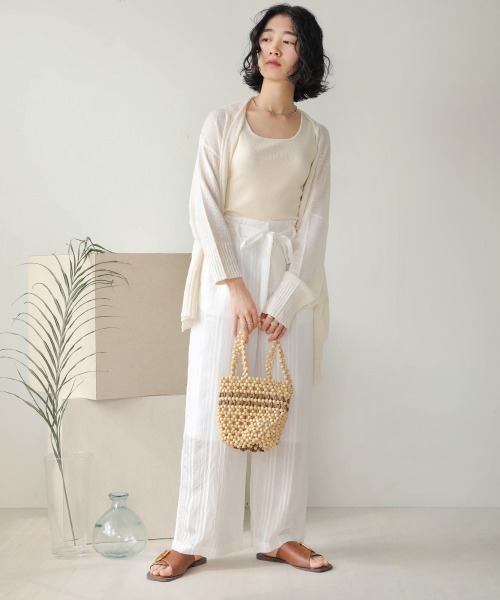 Bab(バブ)の「【WEB限定】シアーストライプパンツ(その他パンツ・レディース・ブラック/オフホワイト/イエロー・38)」の4枚目の写真