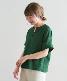 two-tone flower ワイドブラウス