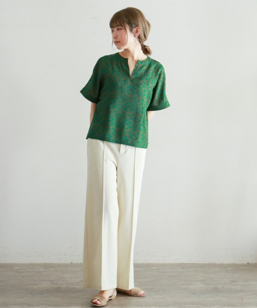 NOMBRE IMPAIR（ノンブルアンペール）の「two-tone flower ワイドブラウス（シャツ/ブラウス・レディース・グリーン/イエロー・FREE）」の3枚目の写真