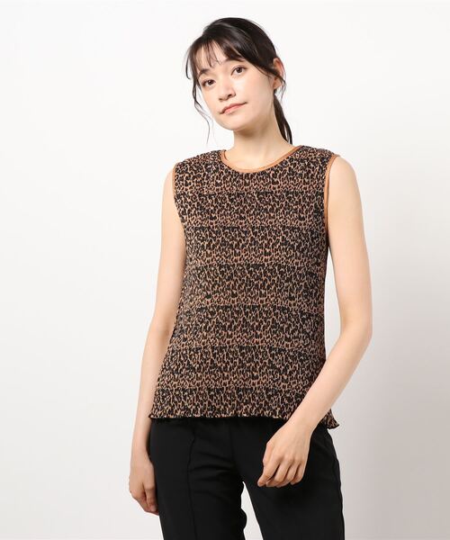 Factor=(ファクターイコール)の「レオパード柄プリーツブベスト(ベスト・レディース・ホワイト/オレンジ/ブルー・FREE)」の12枚目の写真