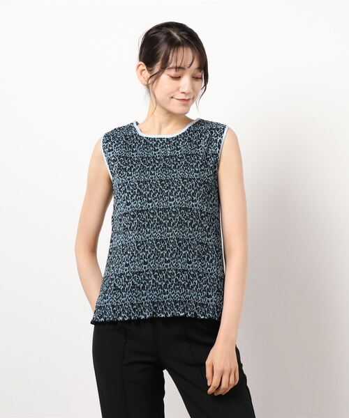 Factor=(ファクターイコール)の「レオパード柄プリーツブベスト(ベスト・レディース・ホワイト/オレンジ/ブルー・FREE)」の8枚目の写真