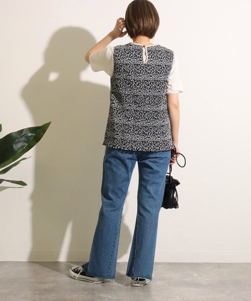 Factor=(ファクターイコール)の「レオパード柄プリーツブベスト(ベスト・レディース・ホワイト/オレンジ/ブルー・FREE)」の5枚目の写真