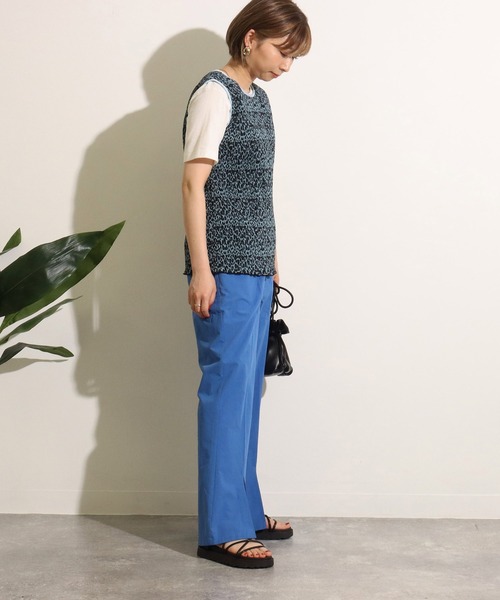 Factor=(ファクターイコール)の「レオパード柄プリーツブベスト(ベスト・レディース・ホワイト/オレンジ/ブルー・FREE)」の7枚目の写真