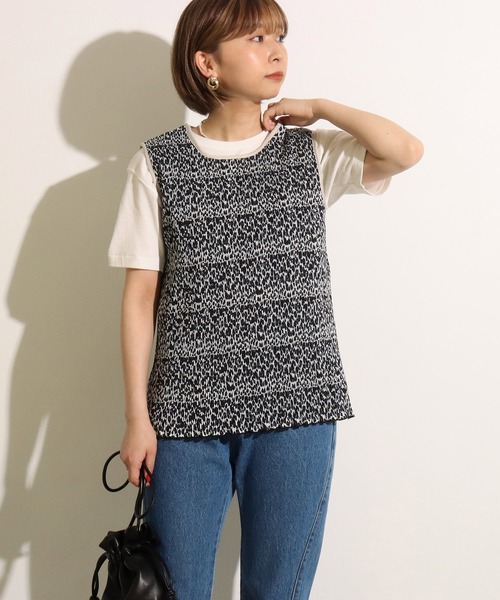 Factor=(ファクターイコール)の「レオパード柄プリーツブベスト(ベスト・レディース・ホワイト/オレンジ/ブルー・FREE)」の14枚目の写真