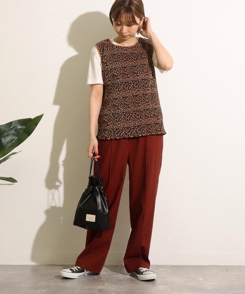 Factor=(ファクターイコール)の「レオパード柄プリーツブベスト(ベスト・レディース・ホワイト/オレンジ/ブルー・FREE)」の15枚目の写真