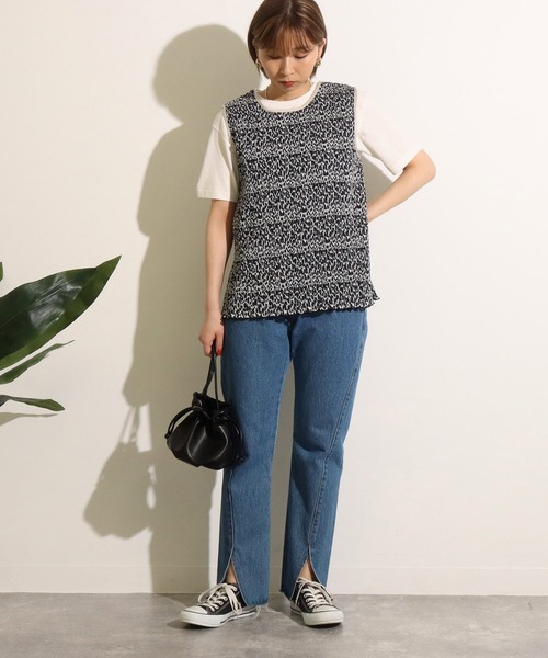 Factor=(ファクターイコール)の「レオパード柄プリーツブベスト(ベスト・レディース・ホワイト/オレンジ/ブルー・FREE)」の16枚目の写真