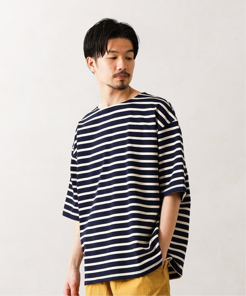 417 EDIFICE(フォーワンセブンエディフィス)の「バスクボーダービッグTEE(Tシャツ/カットソー・メンズ・ネイビー/ホワイト/ベージュ・LARGE/SMALL/MEDIUM)」の3枚目の写真