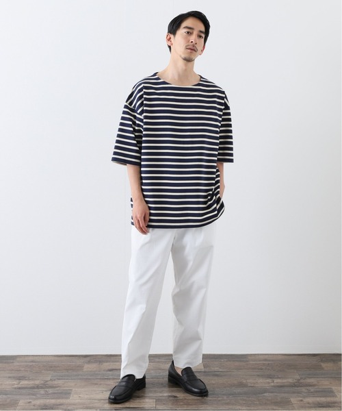 417 EDIFICE(フォーワンセブンエディフィス)の「バスクボーダービッグTEE(Tシャツ/カットソー・メンズ・ネイビー/ホワイト/ベージュ・LARGE/SMALL/MEDIUM)」の4枚目の写真