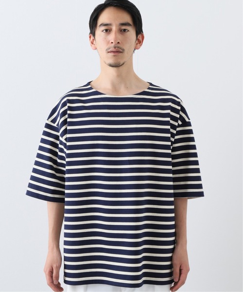 417 EDIFICE(フォーワンセブンエディフィス)の「バスクボーダービッグTEE(Tシャツ/カットソー・メンズ・ネイビー/ホワイト/ベージュ・LARGE/SMALL/MEDIUM)」の5枚目の写真