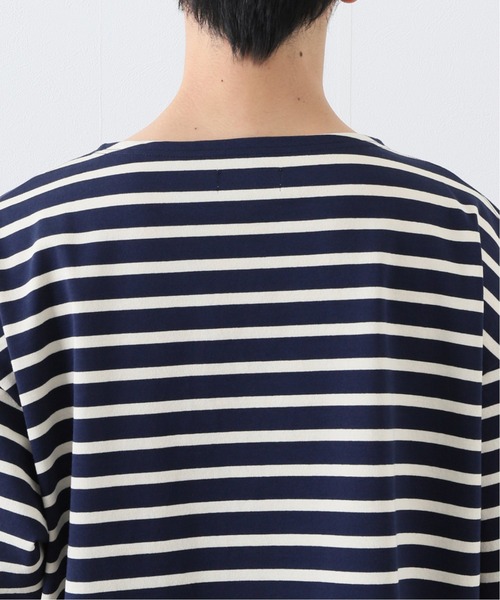 417 EDIFICE(フォーワンセブンエディフィス)の「バスクボーダービッグTEE(Tシャツ/カットソー・メンズ・ネイビー/ホワイト/ベージュ・LARGE/SMALL/MEDIUM)」の9枚目の写真