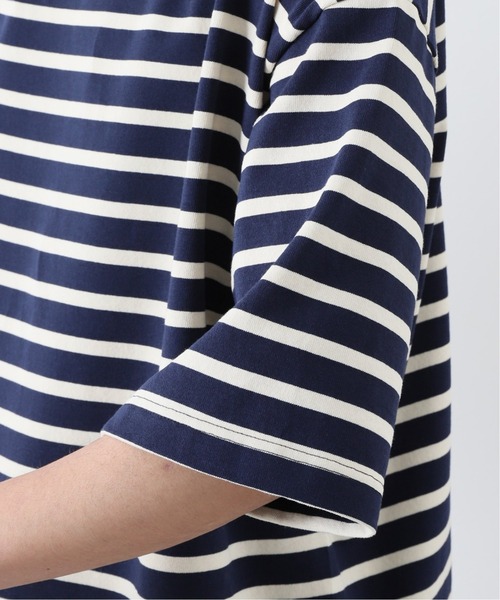 417 EDIFICE(フォーワンセブンエディフィス)の「バスクボーダービッグTEE(Tシャツ/カットソー・メンズ・ネイビー/ホワイト/ベージュ・LARGE/SMALL/MEDIUM)」の12枚目の写真