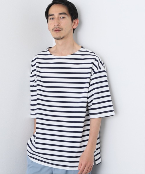 417 EDIFICE(フォーワンセブンエディフィス)の「バスクボーダービッグTEE(Tシャツ/カットソー・メンズ・ネイビー/ホワイト/ベージュ・LARGE/SMALL/MEDIUM)」の20枚目の写真