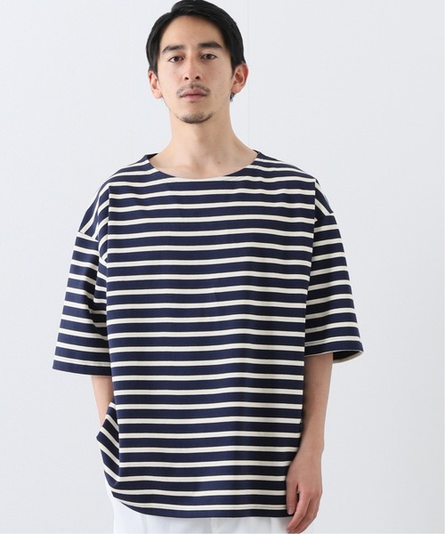 417 EDIFICE(フォーワンセブンエディフィス)の「バスクボーダービッグTEE(Tシャツ/カットソー・メンズ・ネイビー/ホワイト/ベージュ・LARGE/SMALL/MEDIUM)」の18枚目の写真