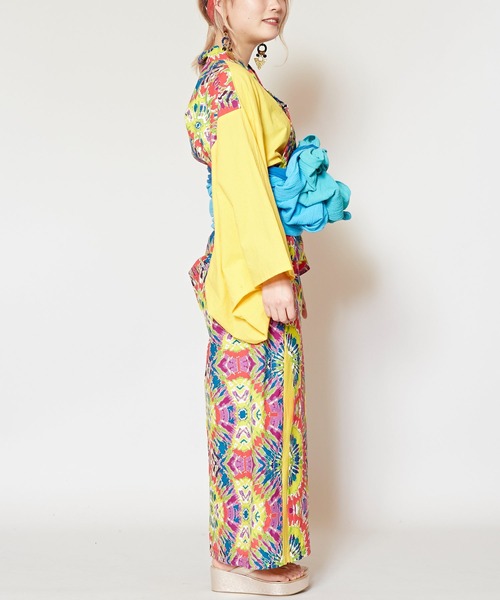 チャイハネ（チャイハネ）の「【チャイハネ】タイダイ風プリントセパレート浴衣（浴衣・レディース・ブラック/イエロー・FREE）」の12枚目の写真