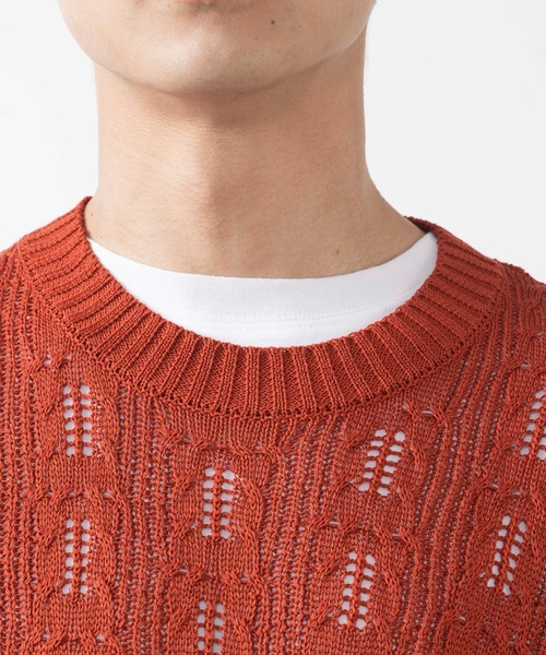 WEGO（ウィゴー）の「WEGO/透かし編みベスト（ベスト・メンズ・ブラック/ダークオレンジ・MEDIUM/LARGE）」の10枚目の写真