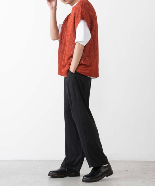 WEGO（ウィゴー）の「WEGO/透かし編みベスト（ベスト・メンズ・ブラック/ダークオレンジ・MEDIUM/LARGE）」の7枚目の写真