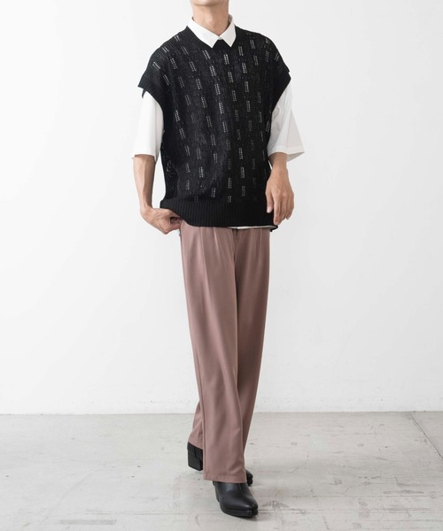 WEGO（ウィゴー）の「WEGO/透かし編みベスト（ベスト・メンズ・ブラック/ダークオレンジ・MEDIUM/LARGE）」の15枚目の写真