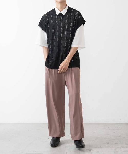 WEGO（ウィゴー）の「WEGO/透かし編みベスト（ベスト・メンズ・ブラック/ダークオレンジ・MEDIUM/LARGE）」の3枚目の写真