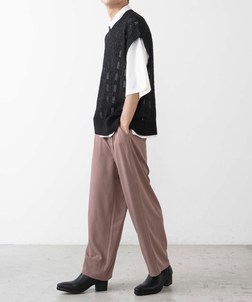 WEGO（ウィゴー）の「WEGO/透かし編みベスト（ベスト・メンズ・ブラック/ダークオレンジ・MEDIUM/LARGE）」の9枚目の写真