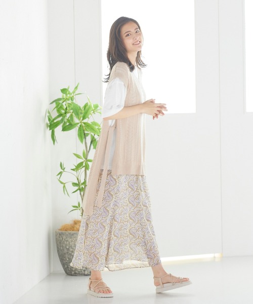 LIPSTAR(リップスター)の「【セット商品】透かし編みニットベスト&半袖無地Tシャツ(アンサンブル・レディース・ブラック/ベージュ/グリーン・M)」の8枚目の写真